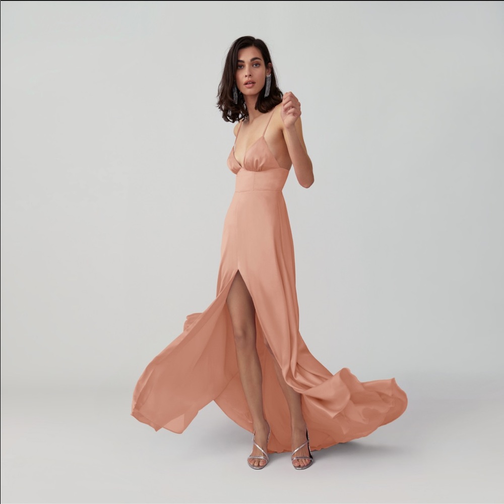 NWT Fame and Partners Strappy Tri Cup Gown in Blush